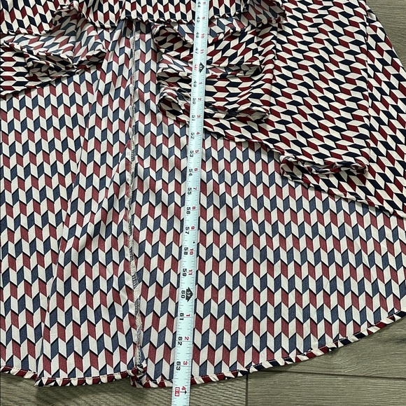 Mulla High Low Ruffle Cut Out Maxi‎ Dress Red Black Geometric Size Medium - Picture 14 of 16